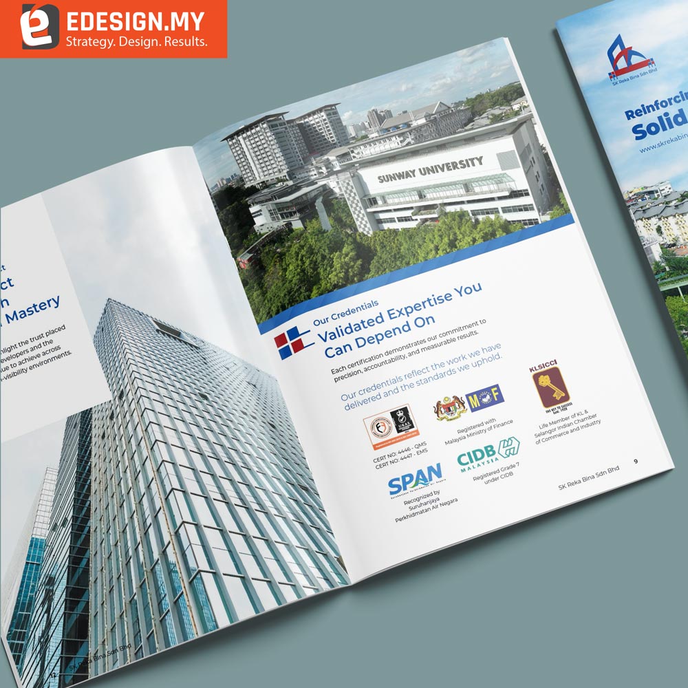 Certifications & visual proof of compliance Building & Infrastructure Contractor Company Profile Design in Malaysia